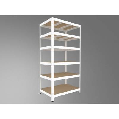 Biedrax Regál do sklepa 45 x 90 x 270 cm, bílý, 6 polic MDF, nosnost 300 kg na polici