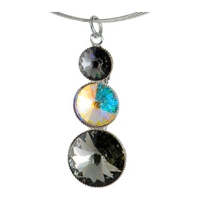 Klimm šedý rivoli se Swarovski elements třemi kameny antracit 1620
