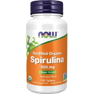 NOW NOW Spirulina Certified Organic 500mg, 100 Tablets - fitnesdobavki - 13,67 лв