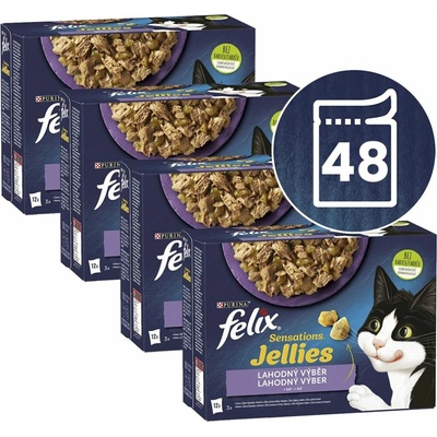 Felix Sensations Jellies jahňacie makrela sleď morka v želé 48 x 85 g