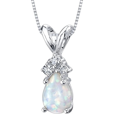 Eppi Zlatý prívesok s bielym pear opálom a diamantmi Erikka P34887