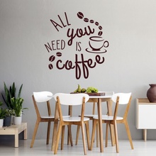 INSPIO Samolepka do kuchyně a jídelny - All you need is coffee texty, citáty hnědá, rozměry 60x57