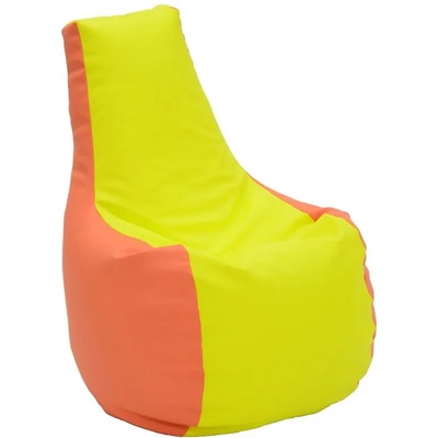 Pufrelax Пуф стол, 210л. , Sunlounger - Orange & Yellow, еко кожа, Пълнеж от полистиролни перли