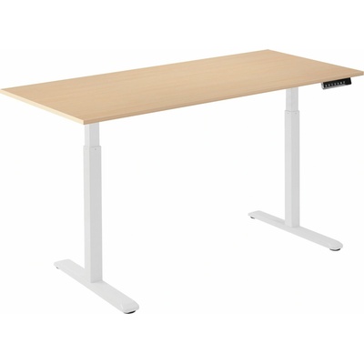 AlzaErgo Table ET2 bílý + deska 140×80 cm lamino bříza