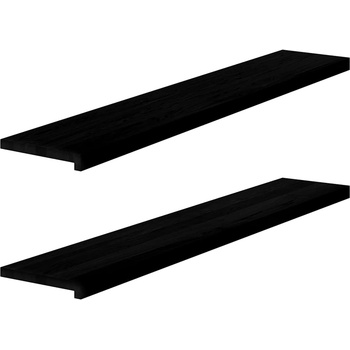 vidaXL Прозоречни первази, 2 бр, кафяво-черни, 140x25x2 см, дъб масив (4009187)