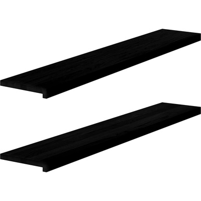 vidaXL Прозоречни первази, 2 бр, кафяво-черни, 140x25x2 см, дъб масив (4009187)