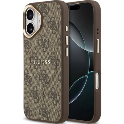 GUESS Калъф Guess - 4G Gold Frame, iPhone 17, MagSafe, кафяв (3666339519193)