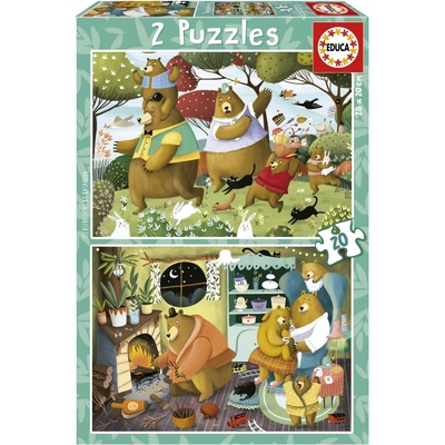 Educa Детски пъзел 2 в 1 Educa - Горски приказки, 2 х 20 части (EDU19686)