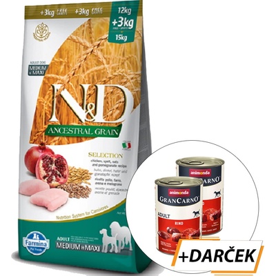 N&D Ancestral Grain Low Grain Dog Adult Medium & Maxi Lamb Spelt Oats & Blueberry 12 kg