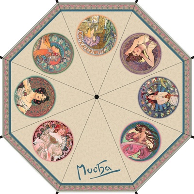 Plumeria Alfons Mucha deštník skládací béžový