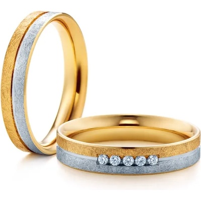 SAVICKI Сватбени халки: двуцветно злато, плоски. 4 мм