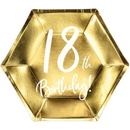 PartyDeco TANIERE papierové 18. narodeniny zlaté 20cm