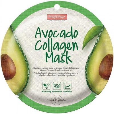 Purederm Колагенова маска за лице с авокадо PUREDERM Avocado Collagen Mask 18 ml