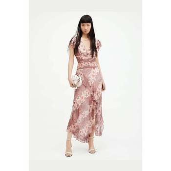 AllSaints Рокля AllSaints BREA CASCADE дълга с кройка по тялото (WD535Z)