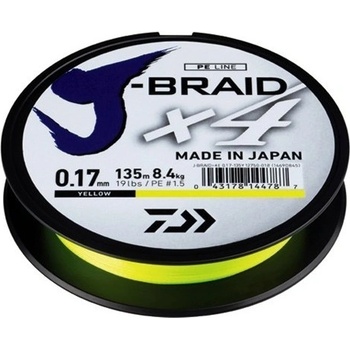 DAIWA J-BRAID X4 ŠNÚRA yellow 135m 0,10mm