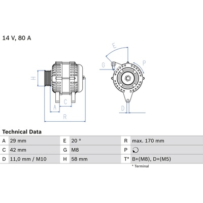 Alternátor BOSCH 0 986 081 000 (0986081000)