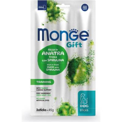 MONGE GIFT Sticks Training /3 ks tyčinky pre psov s kačacím mäsom a spirulinou ideálne na tréningy 45 g