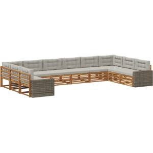 vidaXL Комплекти дивани 10 бр. Солидно акациево дърво (3383909)
