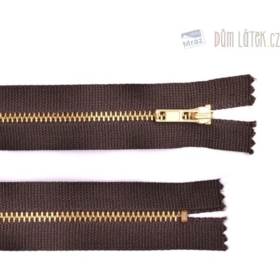 Zip mosadzný nedeliteľný hnedý 10 cm