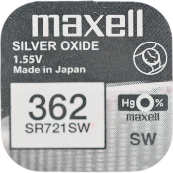 Maxell Бутонна батерия сребърна maxell sr721 sw ag11-362- 1.55v (sr721 sw)