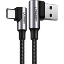 Ugreen US176 zahnutý USB - USB Type C Quick Charge 3.0 QC3.0 3 A, 0,5m, sivý