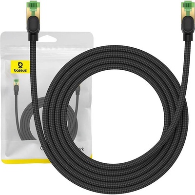 Baseus Плетен мрежов кабел Baseus, cat. 8, Ethernet RJ45, 40Gbps, 2m, черен (B0013320C111-03)