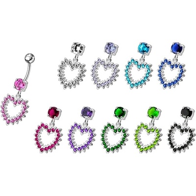 Šperky4U stříbrný piercing do pupíku srdce BP01004-P