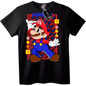 NOONEBRAND Тениска Марио - Дизайн Super Mario Bros. - 2XL, Black