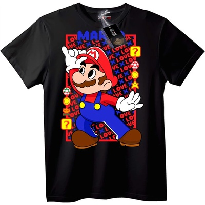 NOONEBRAND Тениска Марио - Дизайн Super Mario Bros. - 2XL, Black