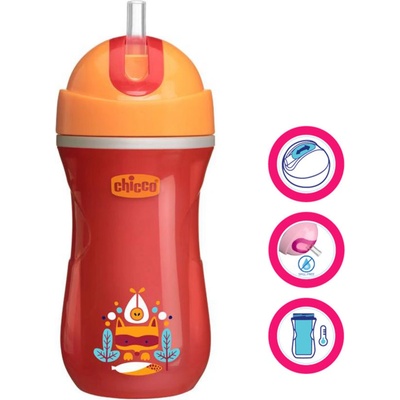 Chicco hrnček športový termo so slamkou 266 ml červený