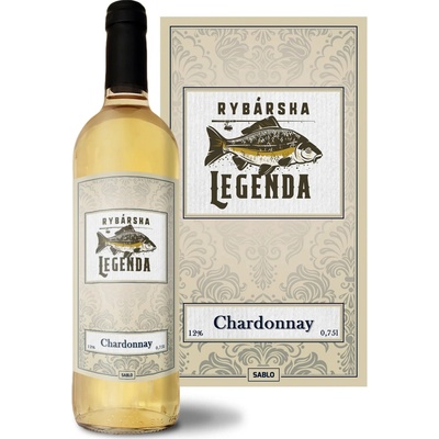 Sablio Rybárska legenda Chardonnay biele suché víno 12 % 0,75 l (čistá fľaša)