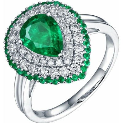 Eppi zlatý prsten plný smaragdů a diamantů Sazes R32876