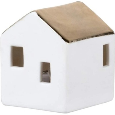 Led lucerna Raeder domek s kovovou střechou 5,5 cm - räder Porcelánová mini LED lucerna Medium House, bílá barva, porcelán