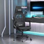vidaXL Гейминг стол с опора за крака, черно, плат (3143725)