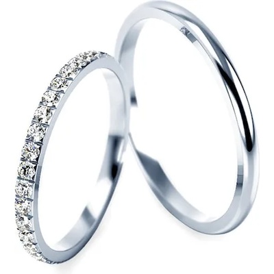 SAVICKI Сватбени халки: бяло злато, полукръгъл профил. 1.8 мм