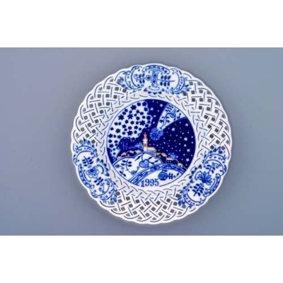 Cibulák Talíř závěsný prolamovaný výroční 1995 18cm Originál Český porcelán Dubí