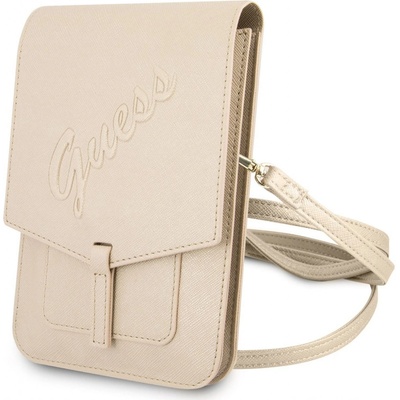 Pouzdro GUWBRSAVSLG Guess PU Saffiano Phone Bag Light Gold