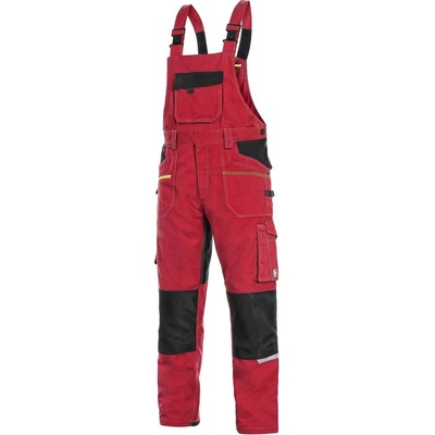 CXS Monterkové kalhoty s laclem Stretch červená černá