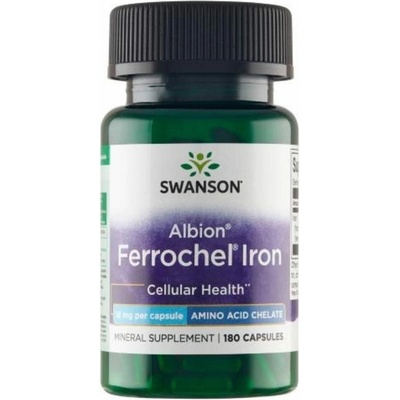 Swanson Ferrochel Iron Železo chelát 18 mg 180 kapsúl