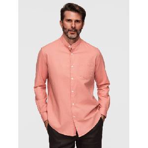 Ombre Clothing Мъжка ленена риза със стойче и джоб REGULAR FIT - праскова V1 K704 Ombre Clothing Ombre Clothing | Rozov | МЪЖЕ | S