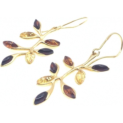 Jan Kos jewellery stříbrné náušnice s jantarem 12125264