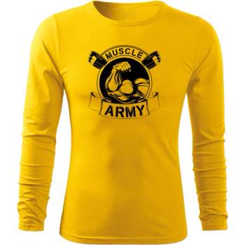 DRAGOWA FIT-T Тениска с дълъг ръкав Muscle Army Original, жълта, 160 г/м2 (5836)