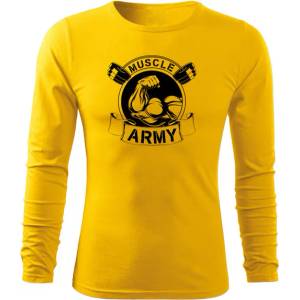 DRAGOWA FIT-T Тениска с дълъг ръкав Muscle Army Original, жълта, 160 г/м2 (5836)