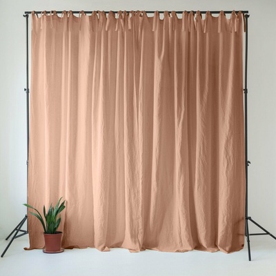 Ružový/hnedý ľanový záves 140x170 cm Cafe Creme – Linen Tales
