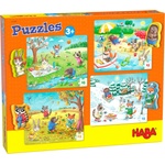 HABA Детски пъзели Haba 4 x 15 - Сезони, с 4 дървени фигурки (301888) - baby