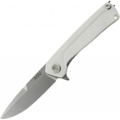 ANV Knives Z100 BB Stonewash, Plain edge, G10 White Liner Lock