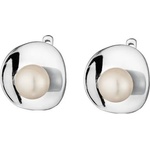Swan Сребърни обици със сладководни бели перли CAA022 Swan