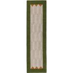 Flair Rugs Зелена/в естествен цвят ръчно изработена вълнена пътека 60x230 cm Apex Border Wool - Flair Rugs (503119382715)
