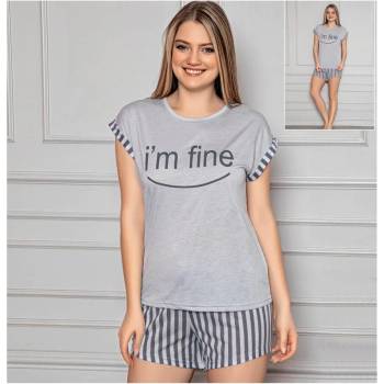 Image 1 of Дамска пижама в сив цвят с надпис