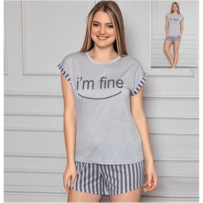Дамска пижама в сив цвят с надпис